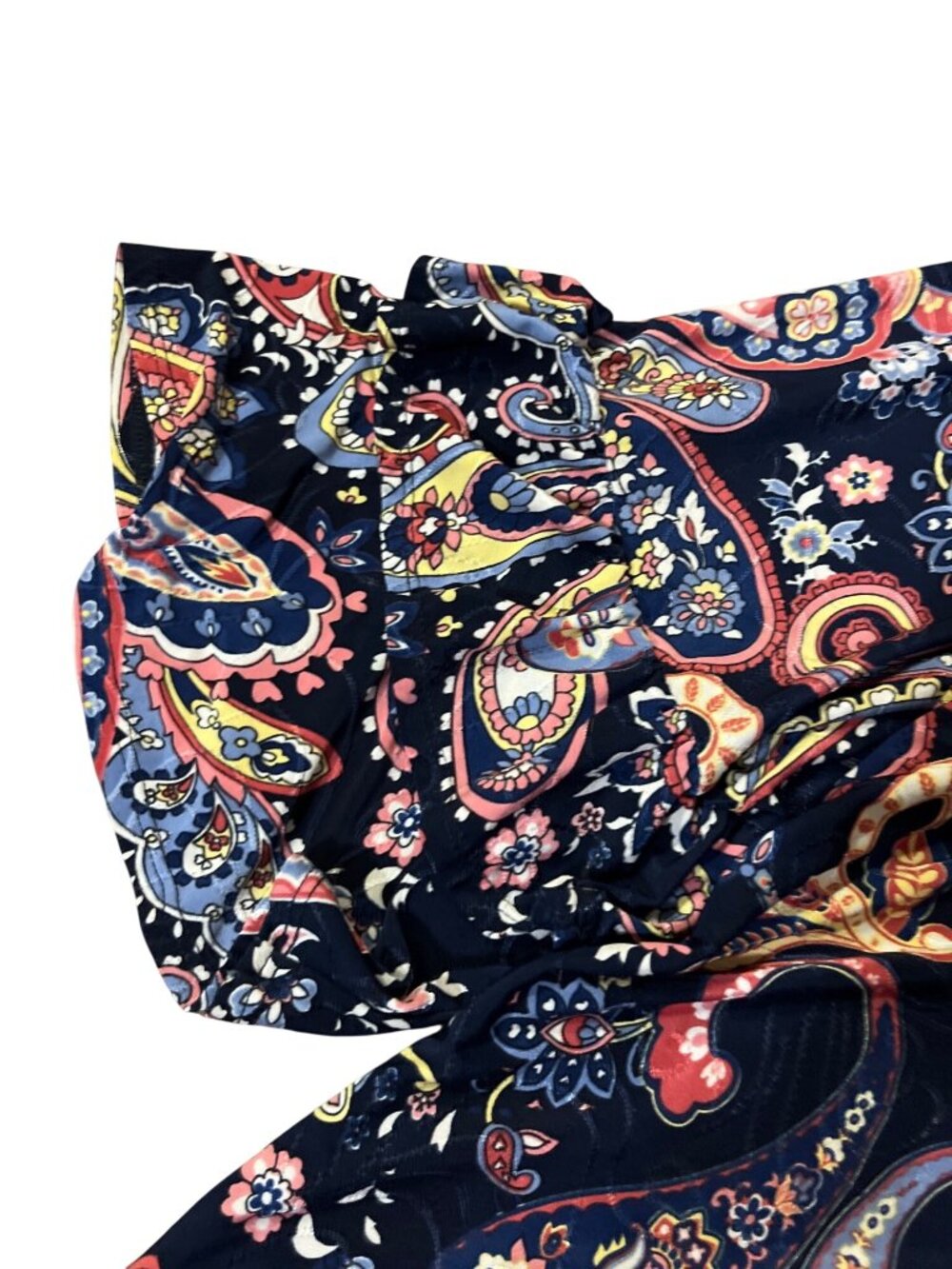 Vera Rose Paisley Floral Top Navy Multicolor 3/4 Sleeve No Size Tag XL/1X? Used - Picture 10 of 11